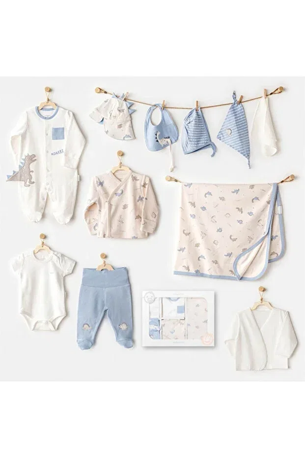 Детский комплект одежды для новорожденных с принтом Ac25911 newborn set dino 10-piece hospital release beige Andywawa, Beige