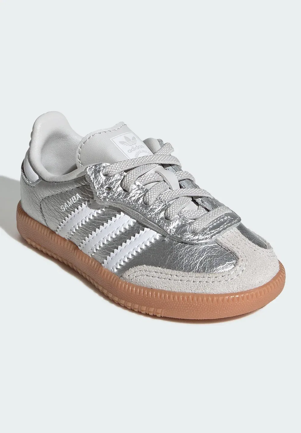 Обувь Samba OG Comfort с эластичными шнурками и застежкой, унисекс - детская обувь Adidas Originals, Silver Metallic Cloud White Gum — фото 2