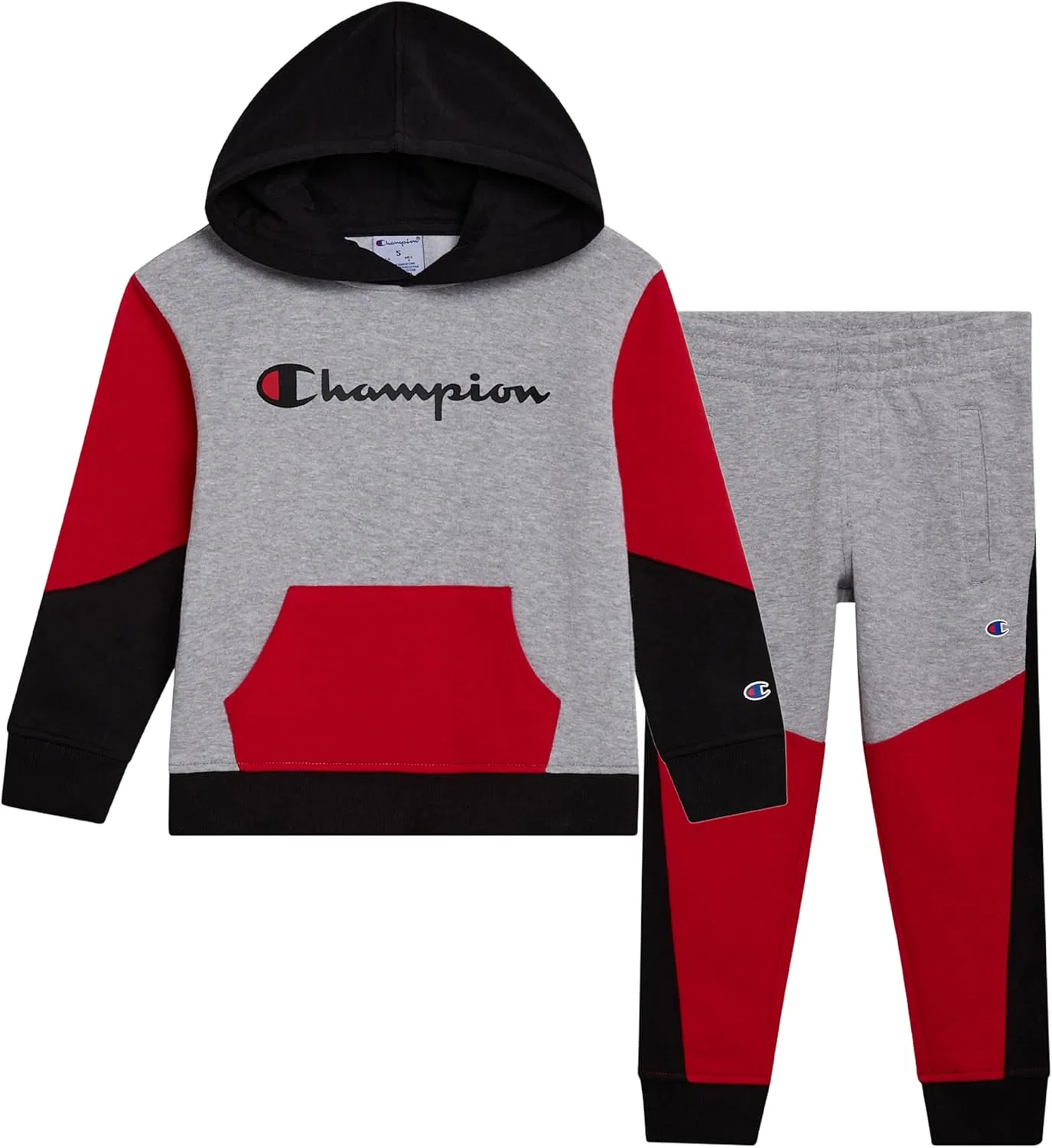 Спортивный костюм Champion для мальчиков: флисовая толстовка с капюшоном и спортивные штаны, серый
