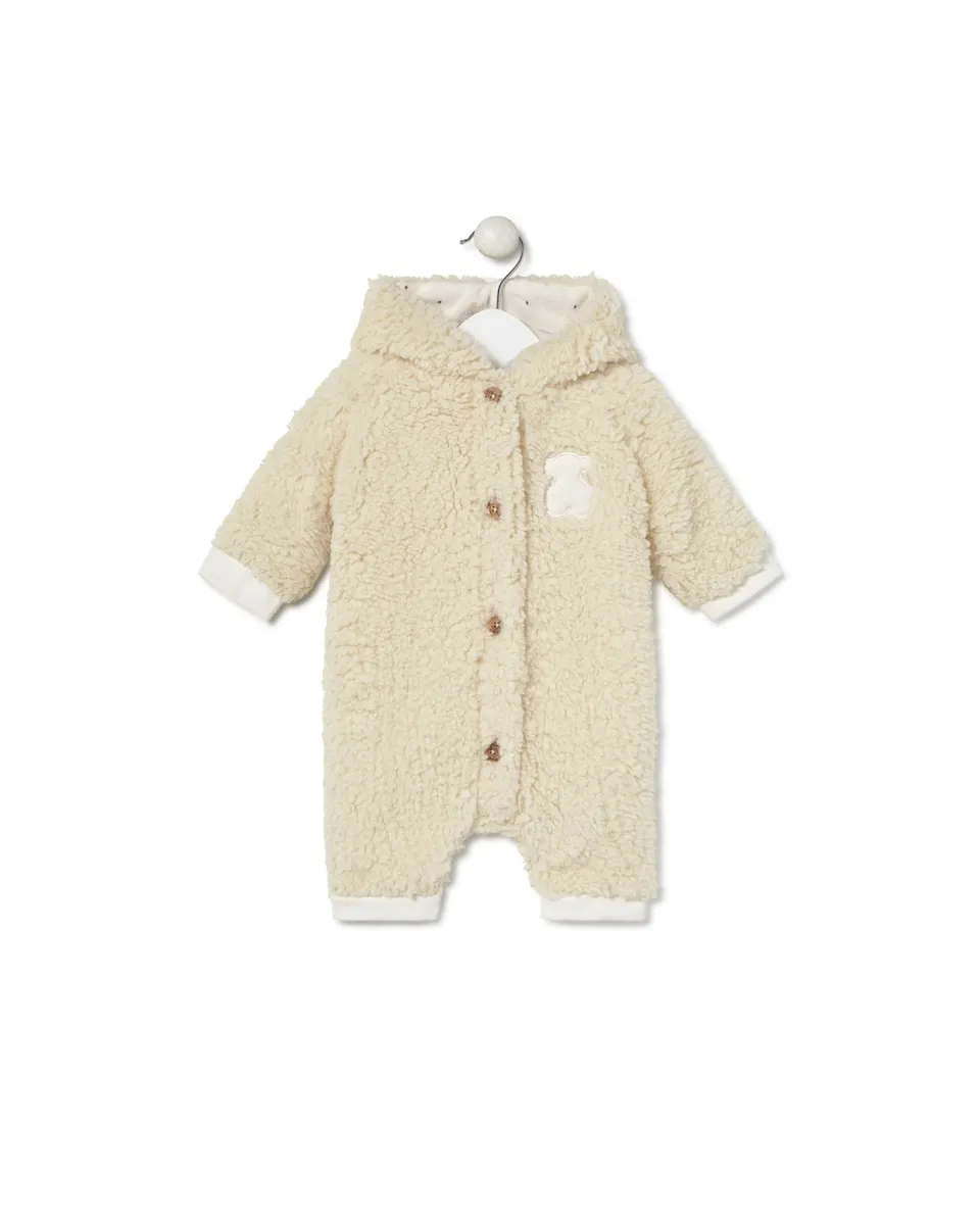 

Комбинезон для малыша с ушками и капюшоном из короткого меха Tous, бежевый