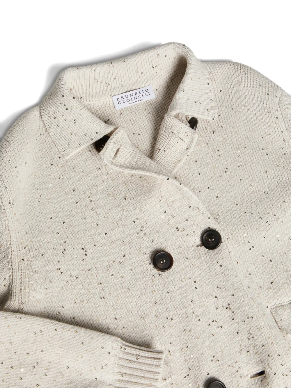 Кардиган на двухпуговицах Brunello Cucinelli Kids, бежевый — фото 3