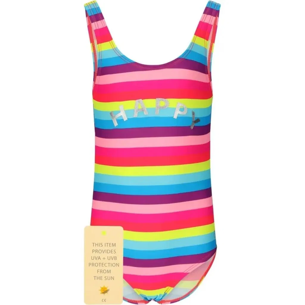 Детский цельный купальник для девочек Zigzag Happyswim, Цвет Rosa / Goldrosa / Orchideenpink — фото 2