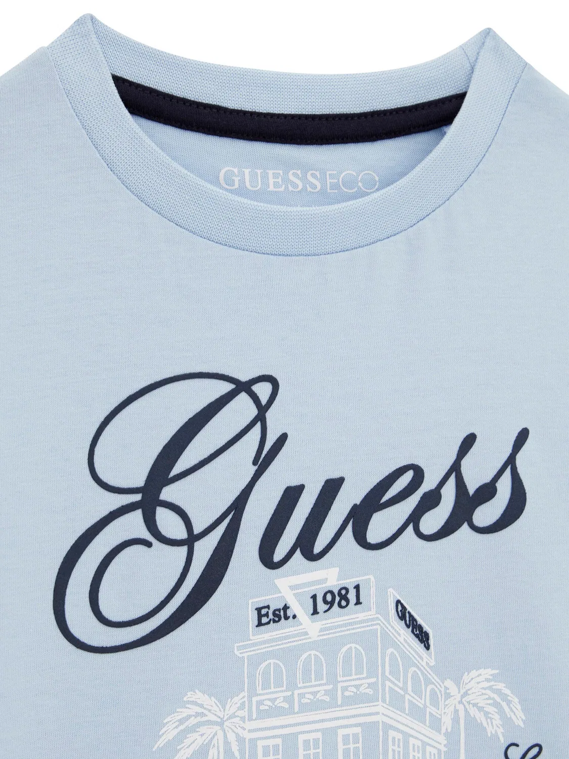 Футболка небесно-голубого цвета стандартного кроя для мальчика Guess, голубой — фото 3