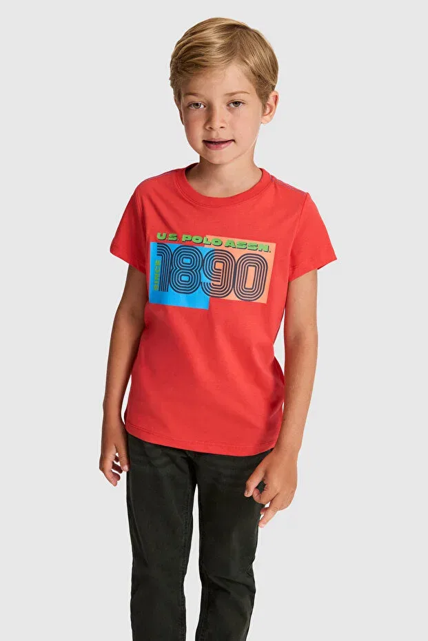 Детская футболка с коротким рукавом хлопковая U.S. Polo Assn., Risk Red — фото 3