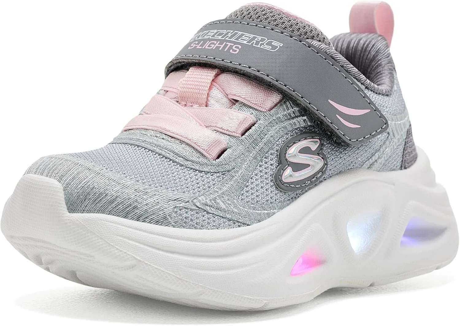 Детские кроссовки для девочек с принтом Sola Glow 2.0 Skechers, Light Gray/Multi