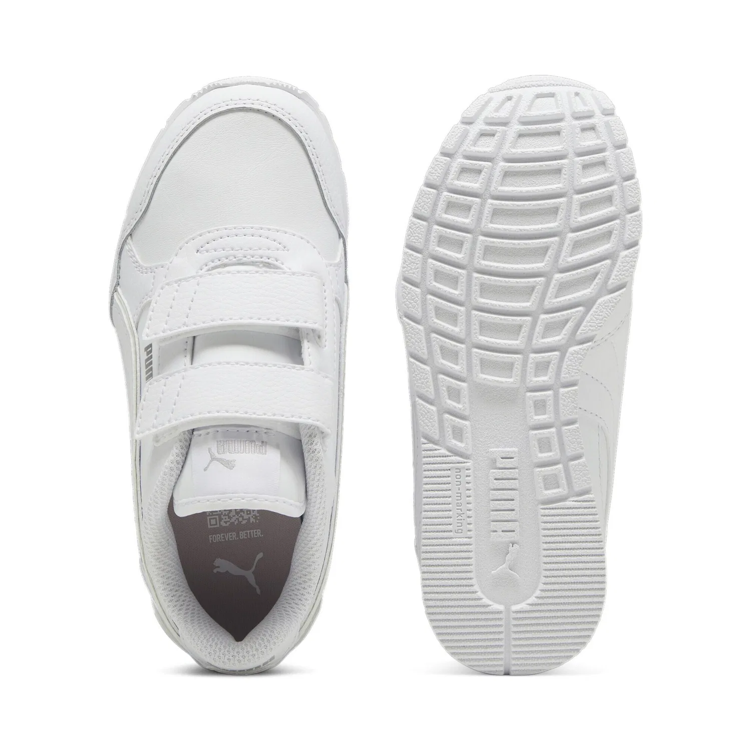 Детские кроссовки с голографическими деталями ST Runner PUMA, White Silver Metallic — фото 4