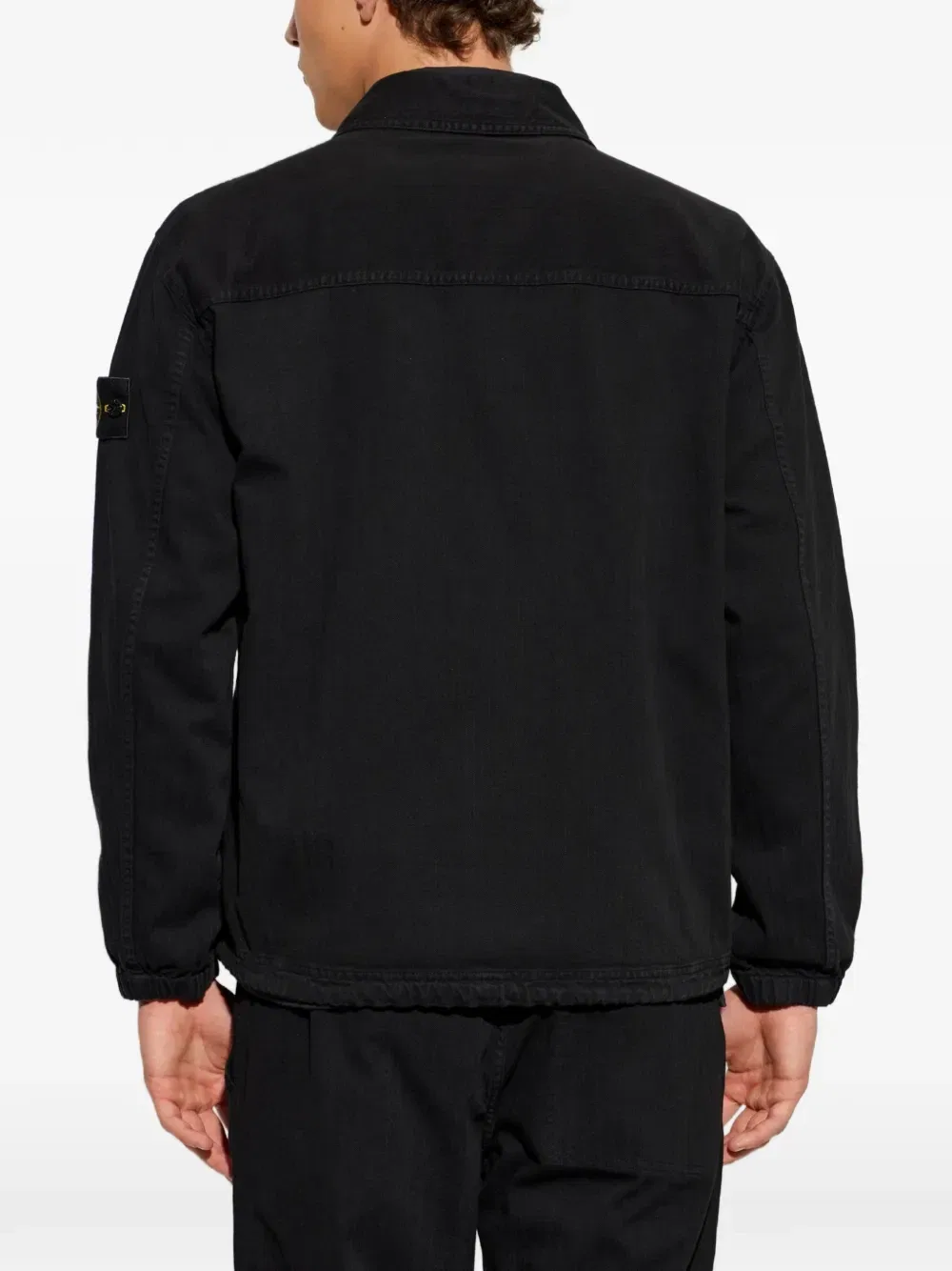 Органическая панамская хлопковая рубашка «старый» эффект Stone Island, черный — фото 4