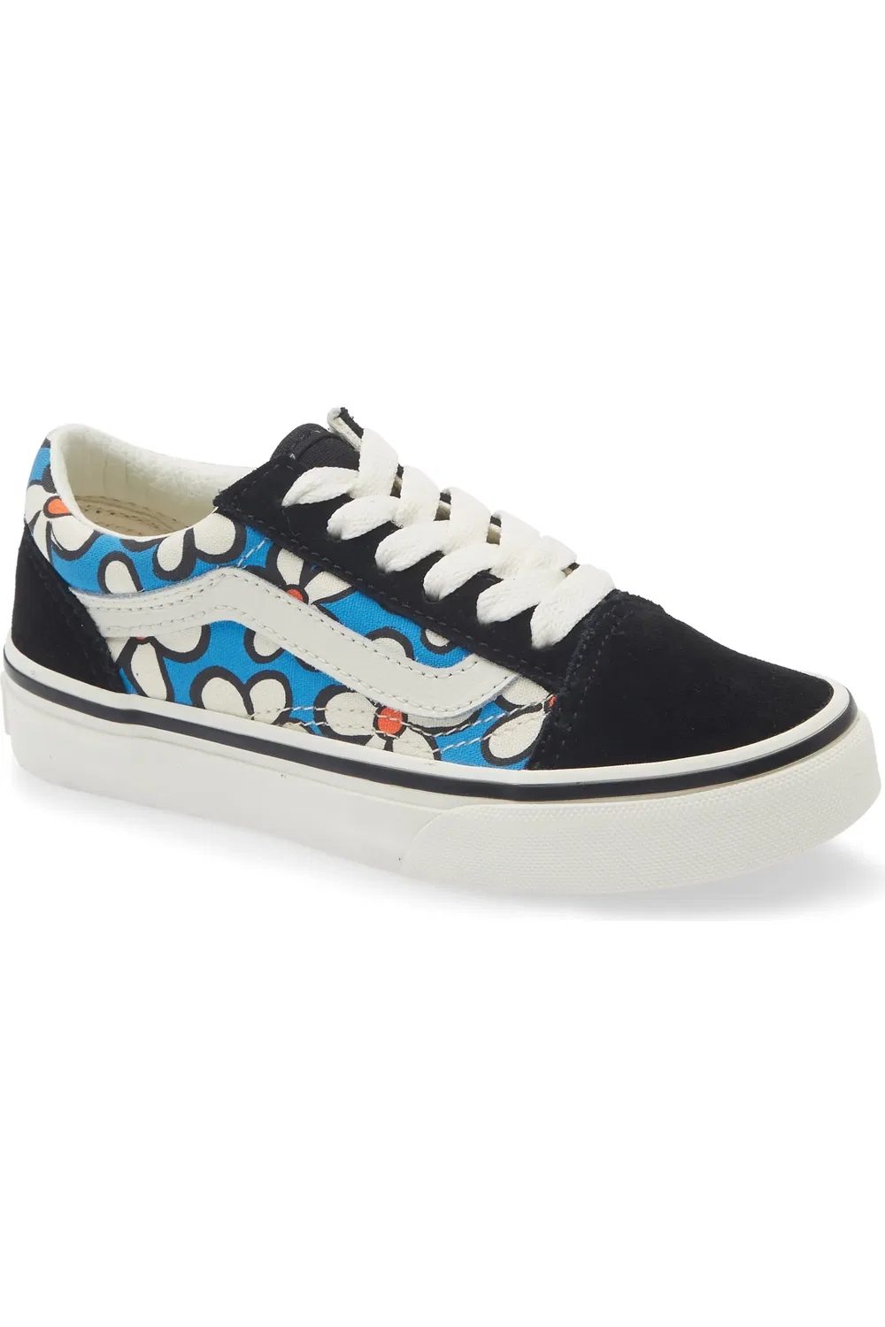 Кроссовки детские на липучках Old Skool Vans, Painted Floral Bright Azure
