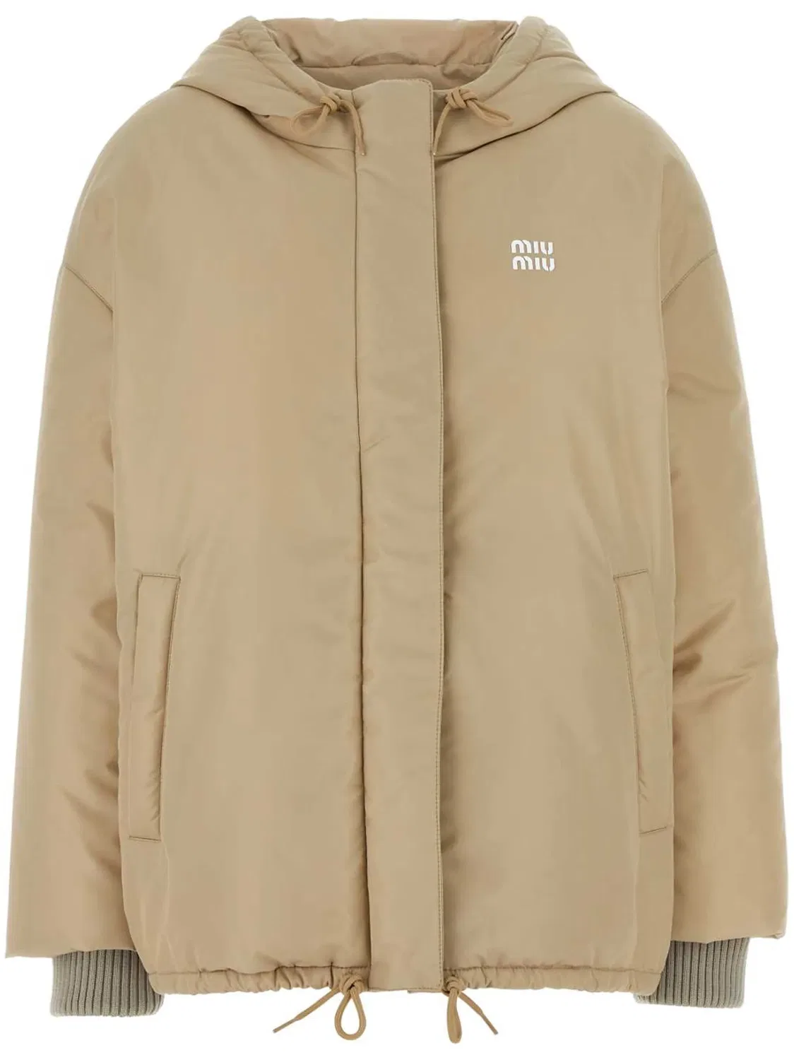 Куртка с капюшоном из пуховика Miu Miu, нейтральные