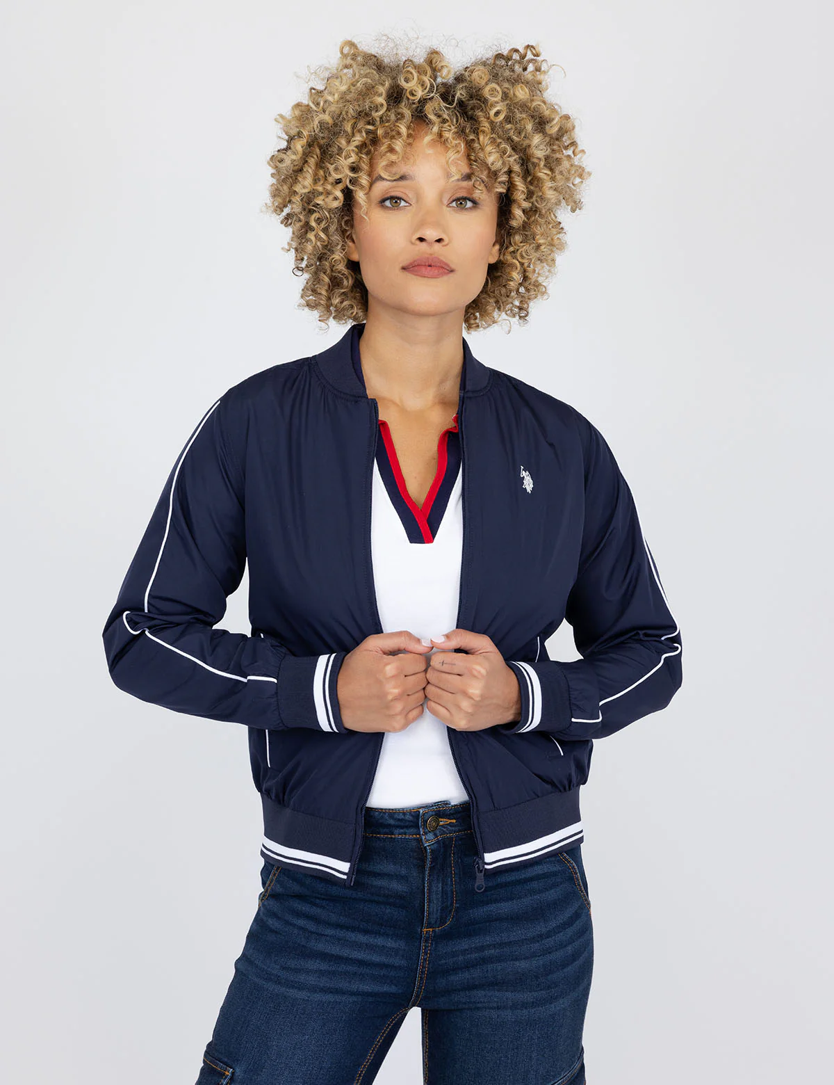 

Бомбер U.S. Polo Assn Solid, темно-синий