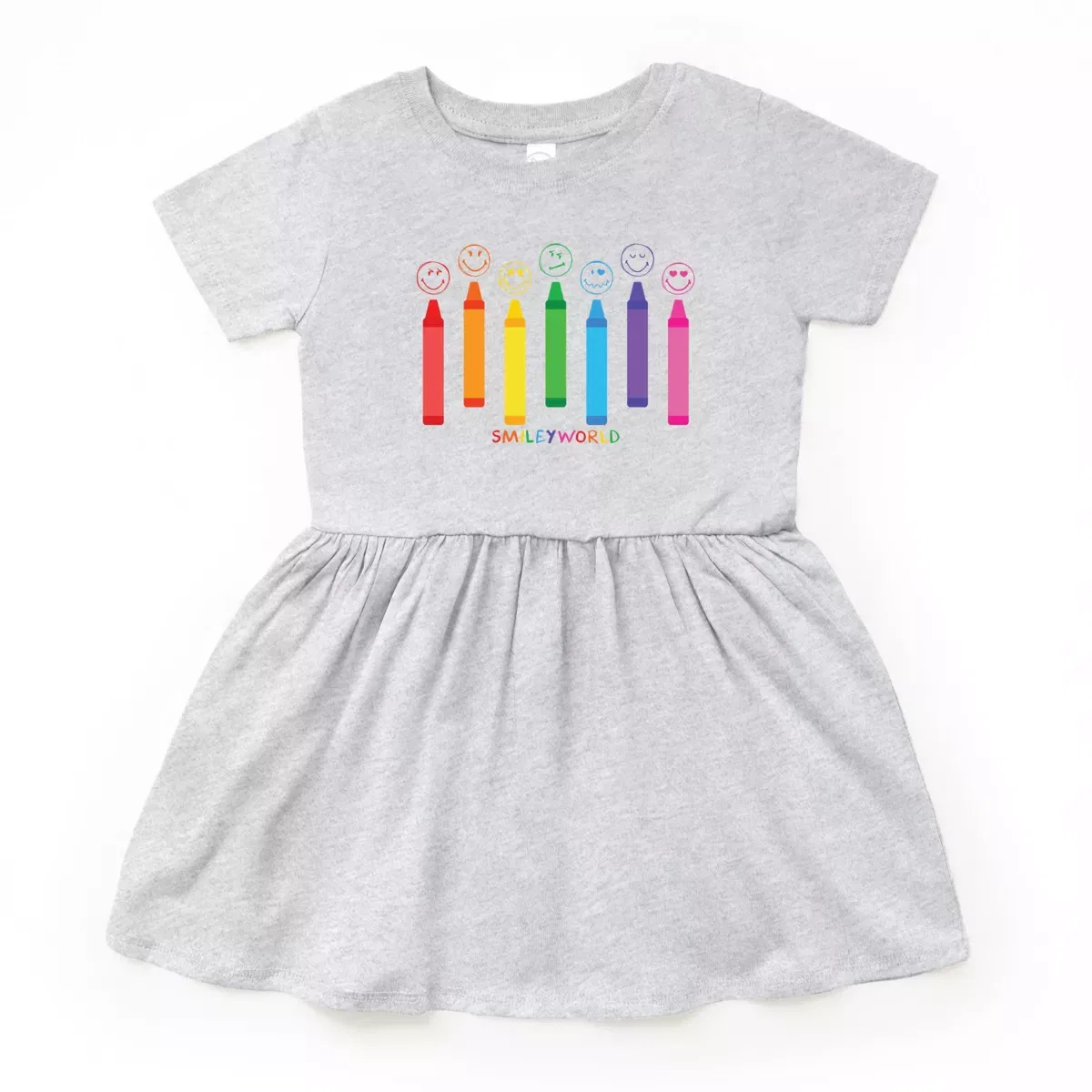 Детское платье для девочек с принтом SmileyWorld Crayons Sketched The Juniper Shop, Heather Grey — фото 2