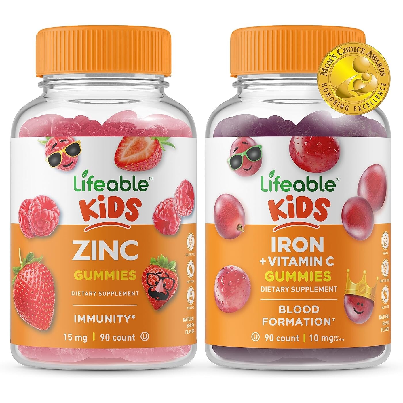 

Набор микроэлементов Lifeable Kids Zinc + Iron & Vitamin C, 2 предмета, 90 таблеток