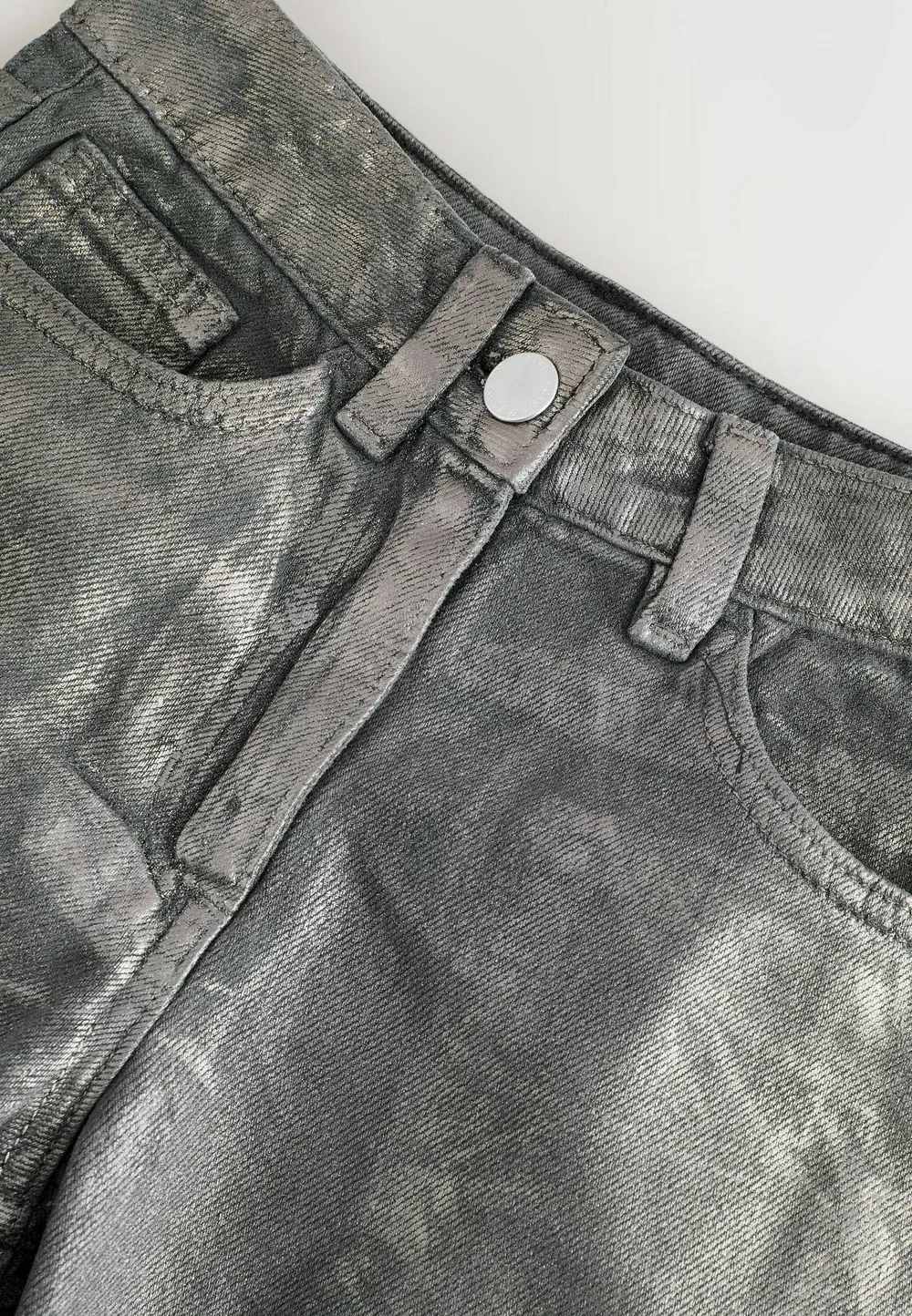 Широкие джинсы с покрытием - свободного кроя Next, Metallic Grey — фото 2