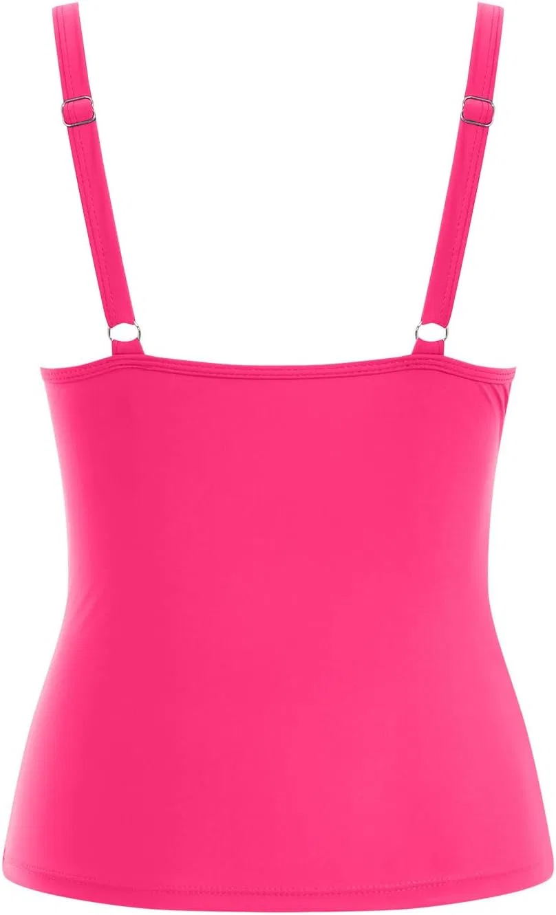 Женский танкини с драпировкой V-образным вырезом, Hot Pink — фото 4