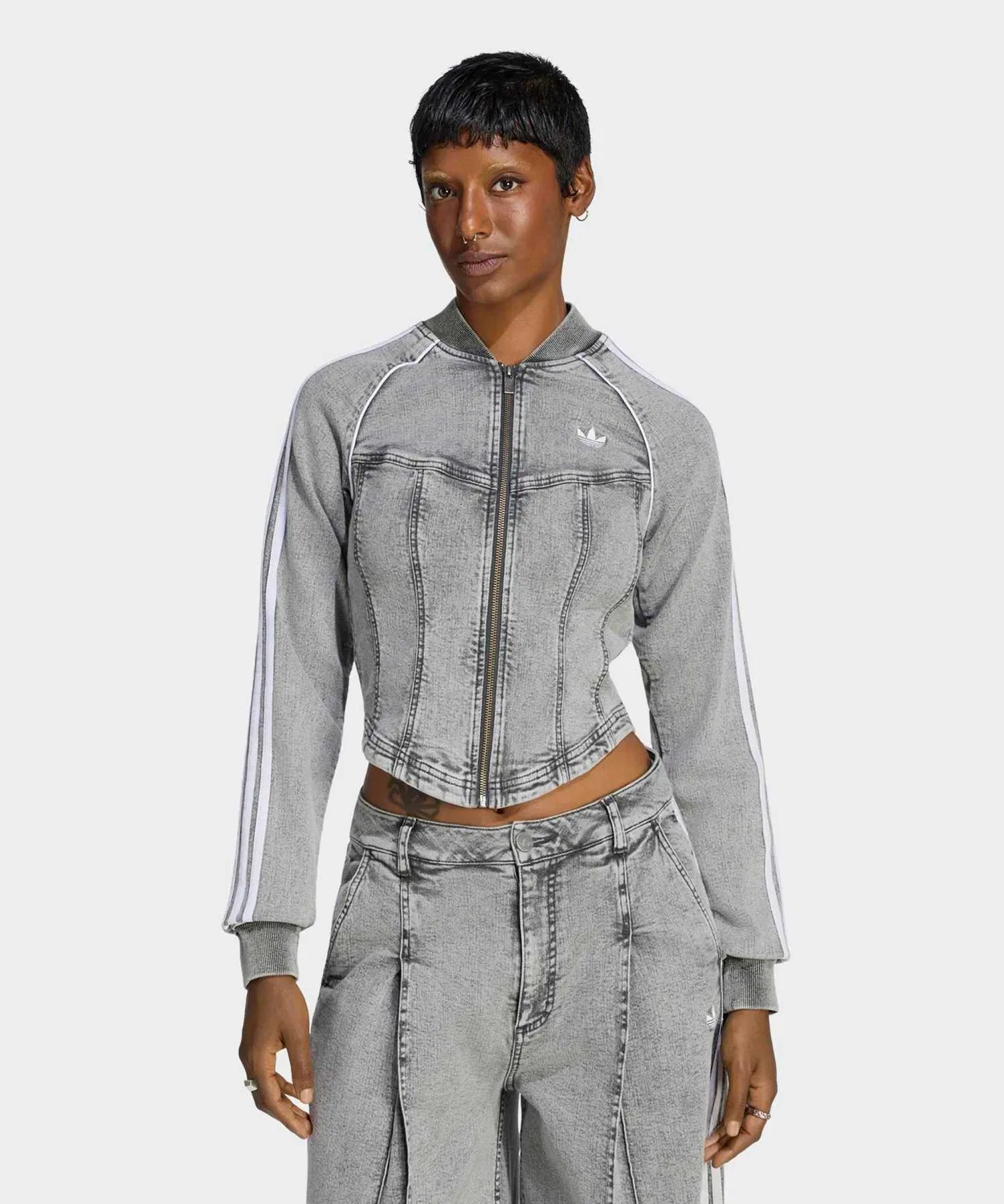 Женский джинсовый корсетный трек-топ Adidas Originals SST Denim Corset, Grey