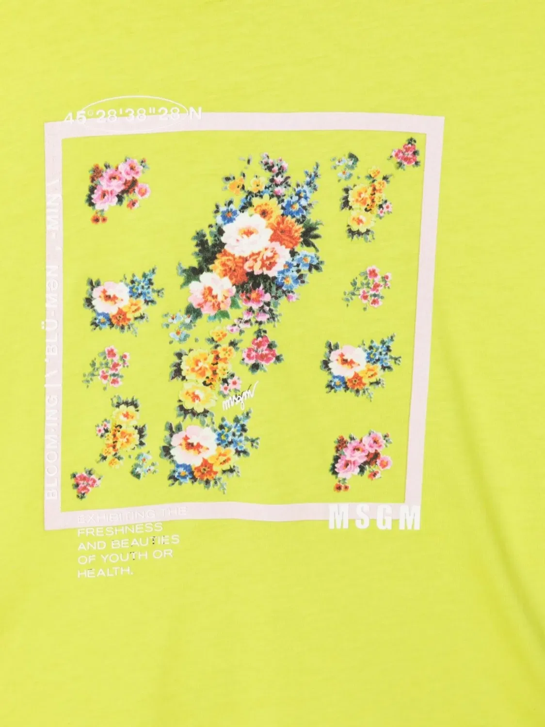 Укороченная футболка с цветочным принтом MSGM, желтый — фото 2