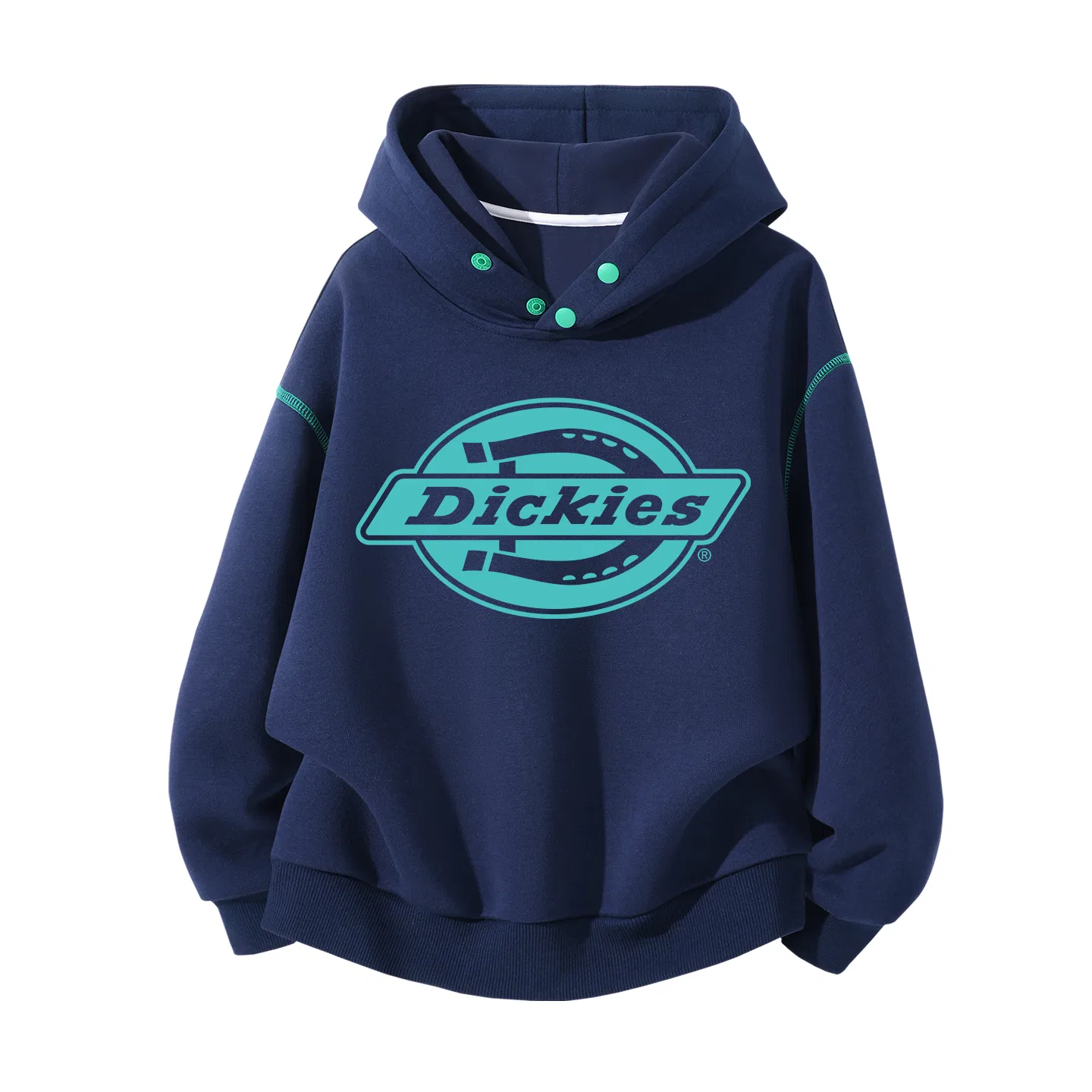 Детский свитшот с капюшоном с принтом LV Negative Logo Dickies, Navy Blue