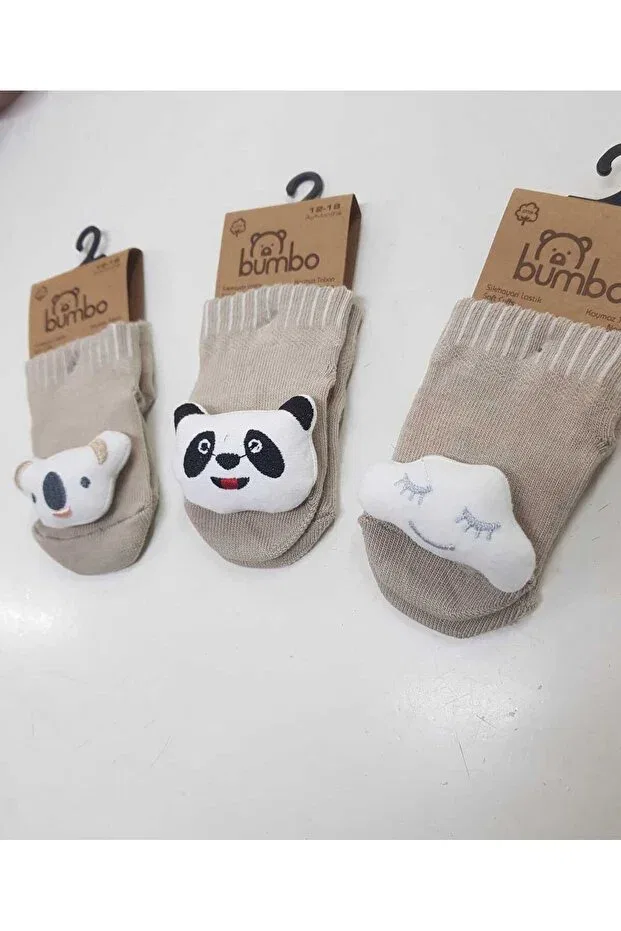 Детские носки для новорожденных с противоскользящим покрытием 3 шт Baby By Bumbo, Beige — фото 2
