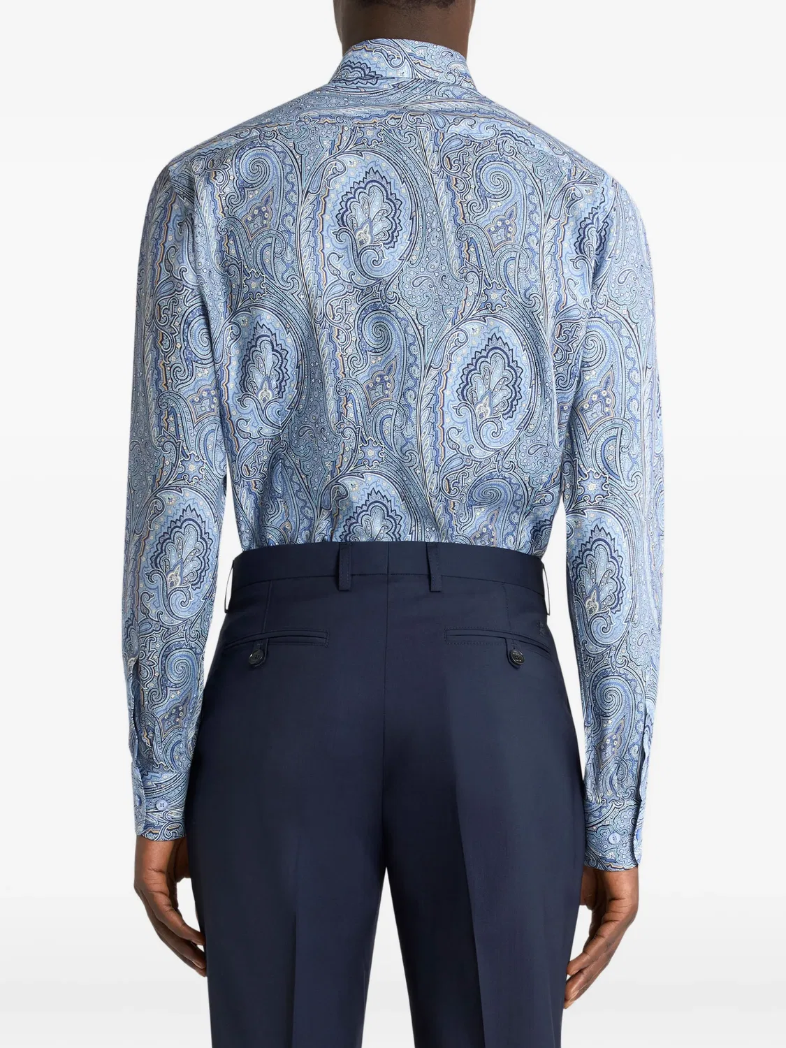Рубашка с цветочным узором из хлопка ETRO, синий — фото 2