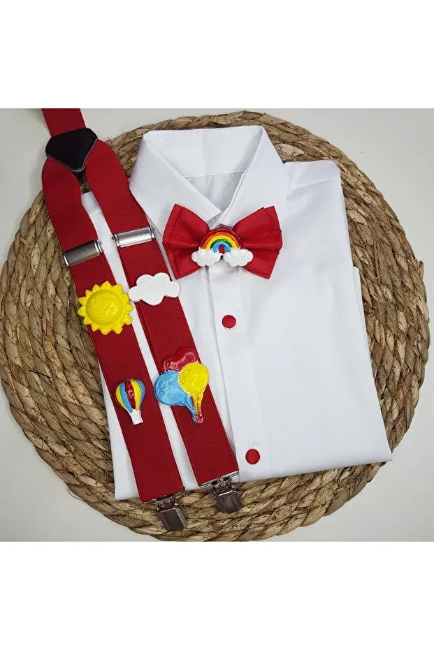 Детская рубашка для мальчиков с принтом Aski bow tie Cool Partyshop, Red And White