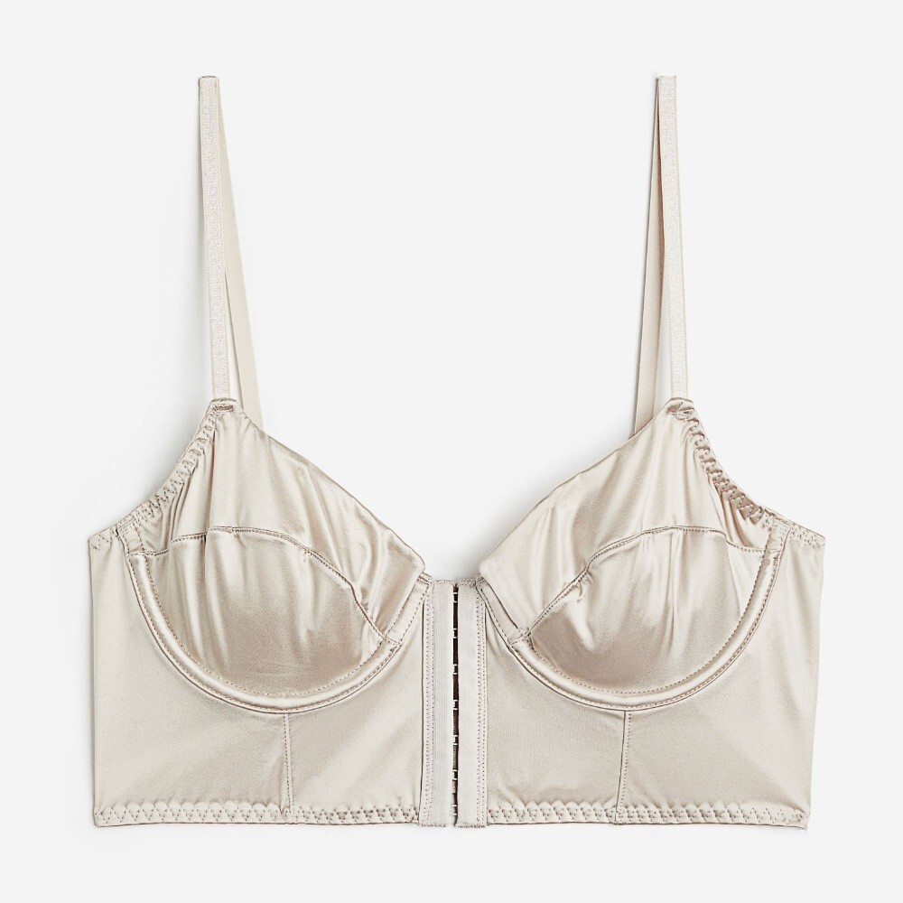 

Корсет H&M Non-padded Satin, светло-бежевый