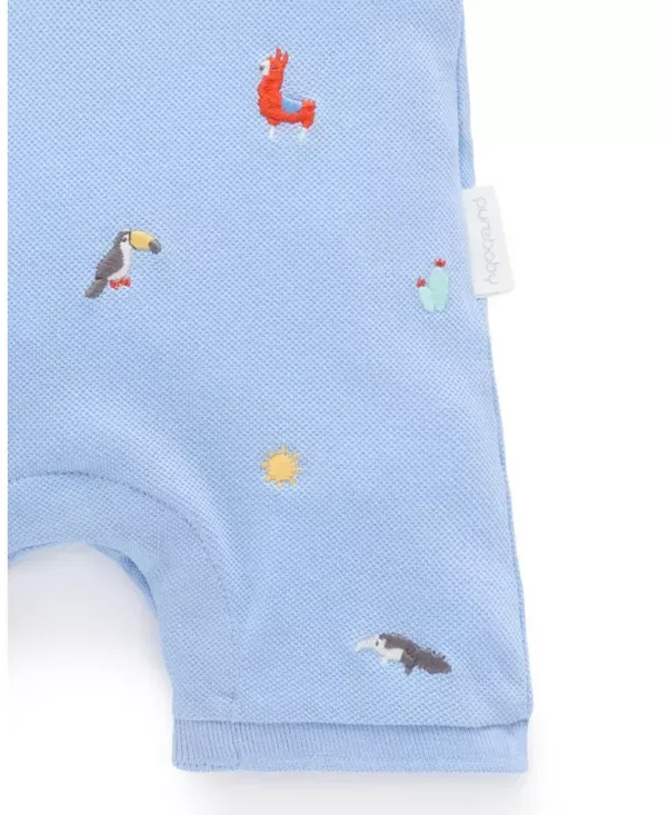 Детский боди-комбинезон с вышивкой Animal Fiesta Polo Purebaby, Animal Fiesta Broderie — фото 4