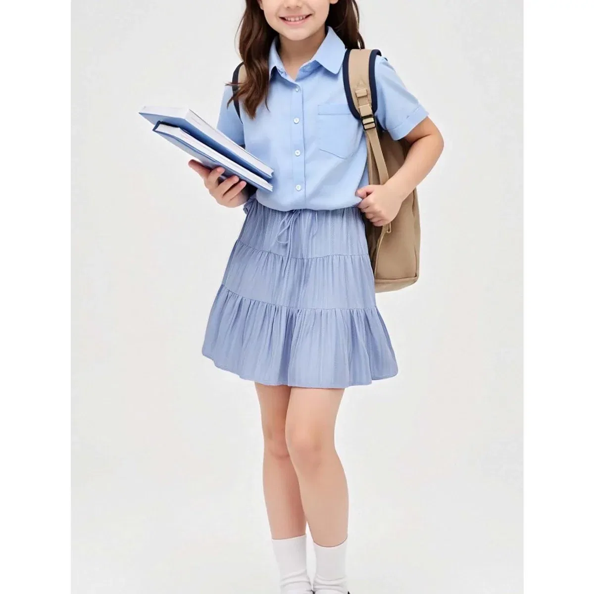 Детская юбка для девочек с высокой талией YesFashion, Blue — фото 4