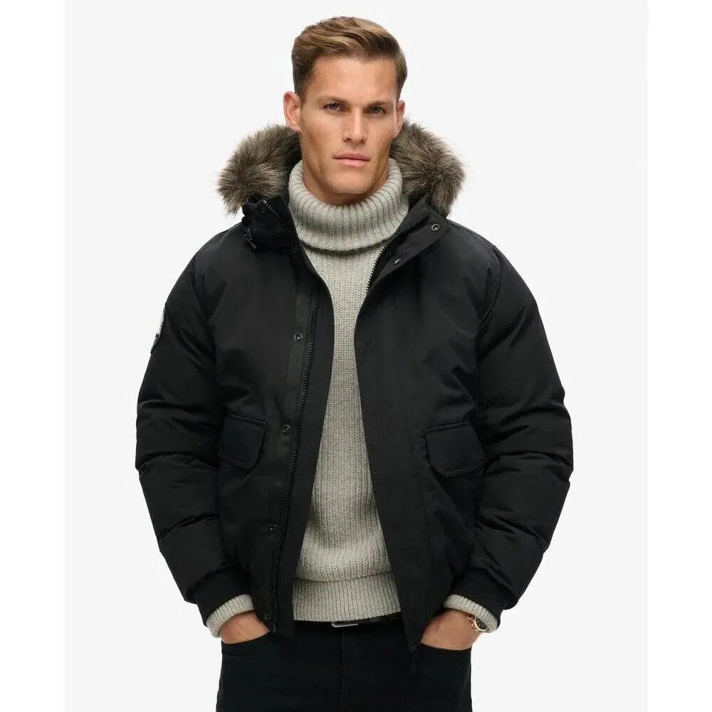 Женская куртка-бомбер из искусственного меха Everest Superdry, Schwarz — фото 4