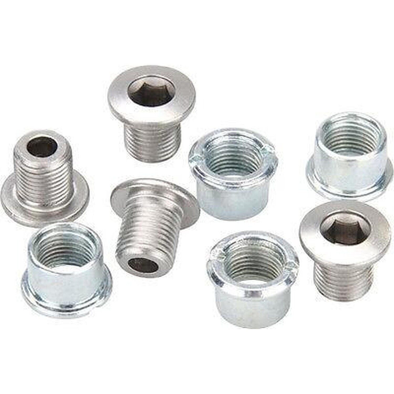 

Двойные крепежные болты (m8 x 8,5) и гайки (4 комплекта) Shimano FC-, серебро / серебро / серебро