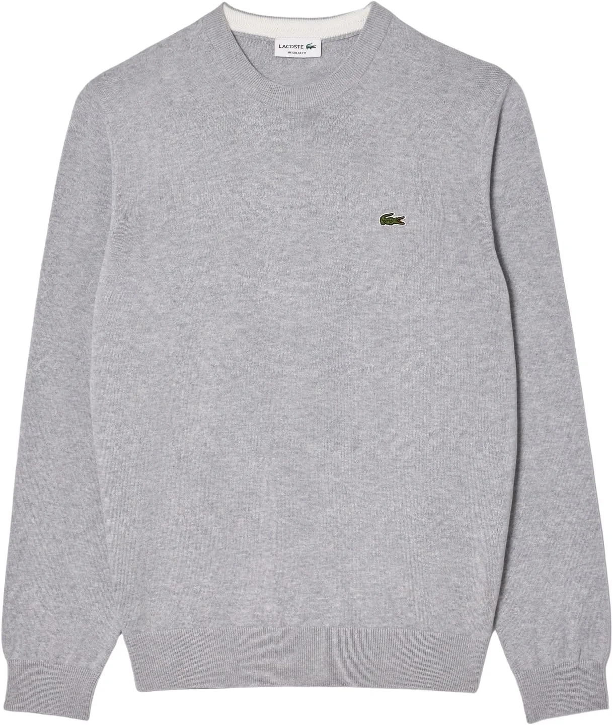 Свитер Lacoste мужской Monochrome с круглым вырезом из хлопка, серебряный — фото 4
