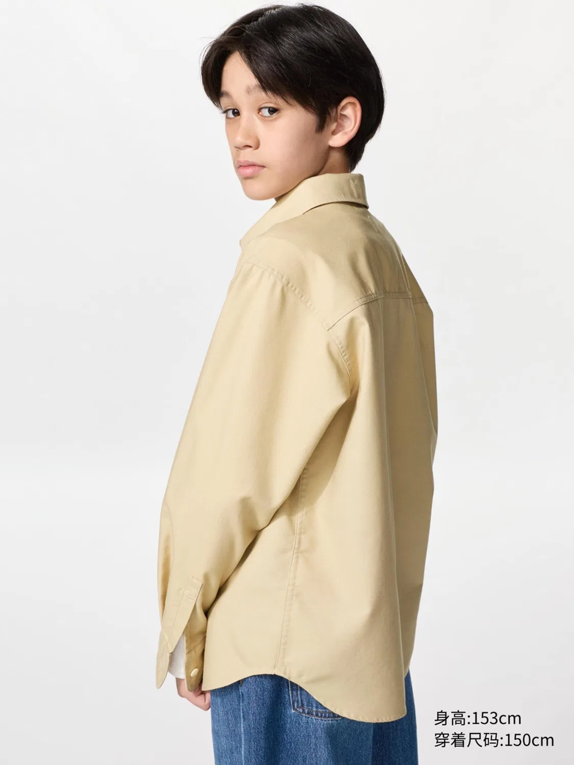 Детская рубашка с длинным рукавом Uniqlo, оливковый — фото 4