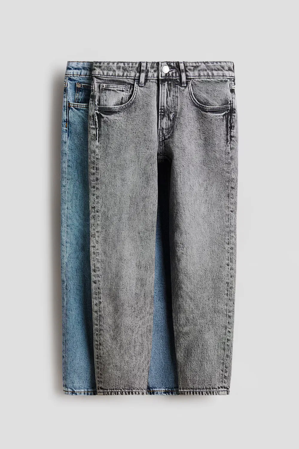 Комплект из 2 удобных эластичных джинсов свободного кроя H&M, Denimgrau/Denimblau