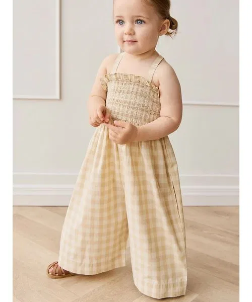Детский комбинезон с принтом Gingham Pale Khaki JAMIE KAY, Light Beige