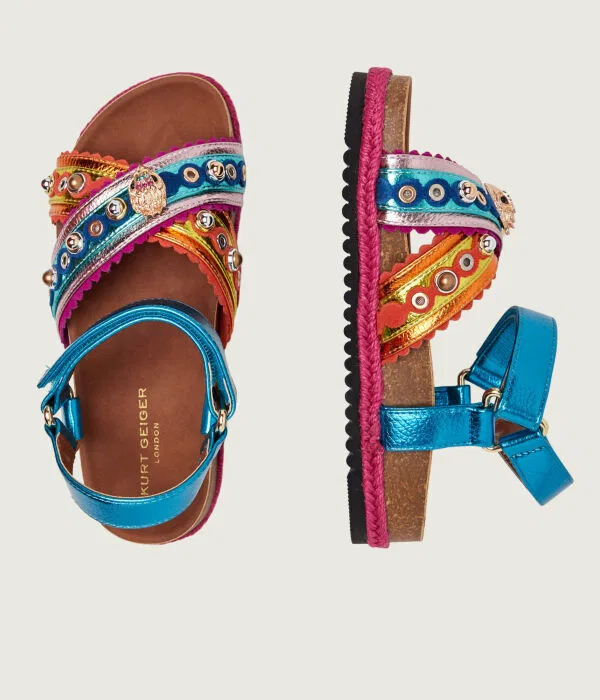 Детские сандалии для девочек кожаные MINI KENSINGTON Kurt Geiger, мультиколор — фото 4