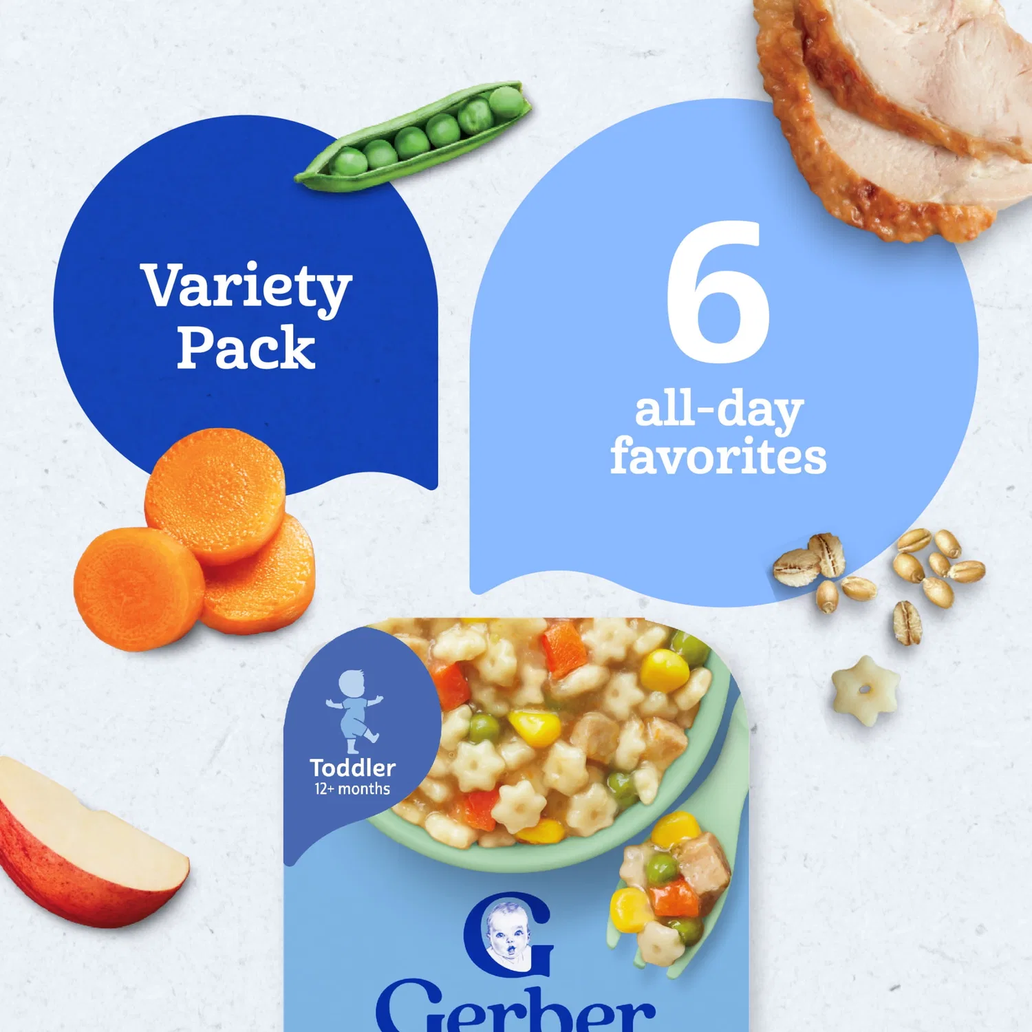 Детское питание Gerber All Day Favorites, набор 6 упаковок, 2 упаковки, 0.97 кг — фото 4
