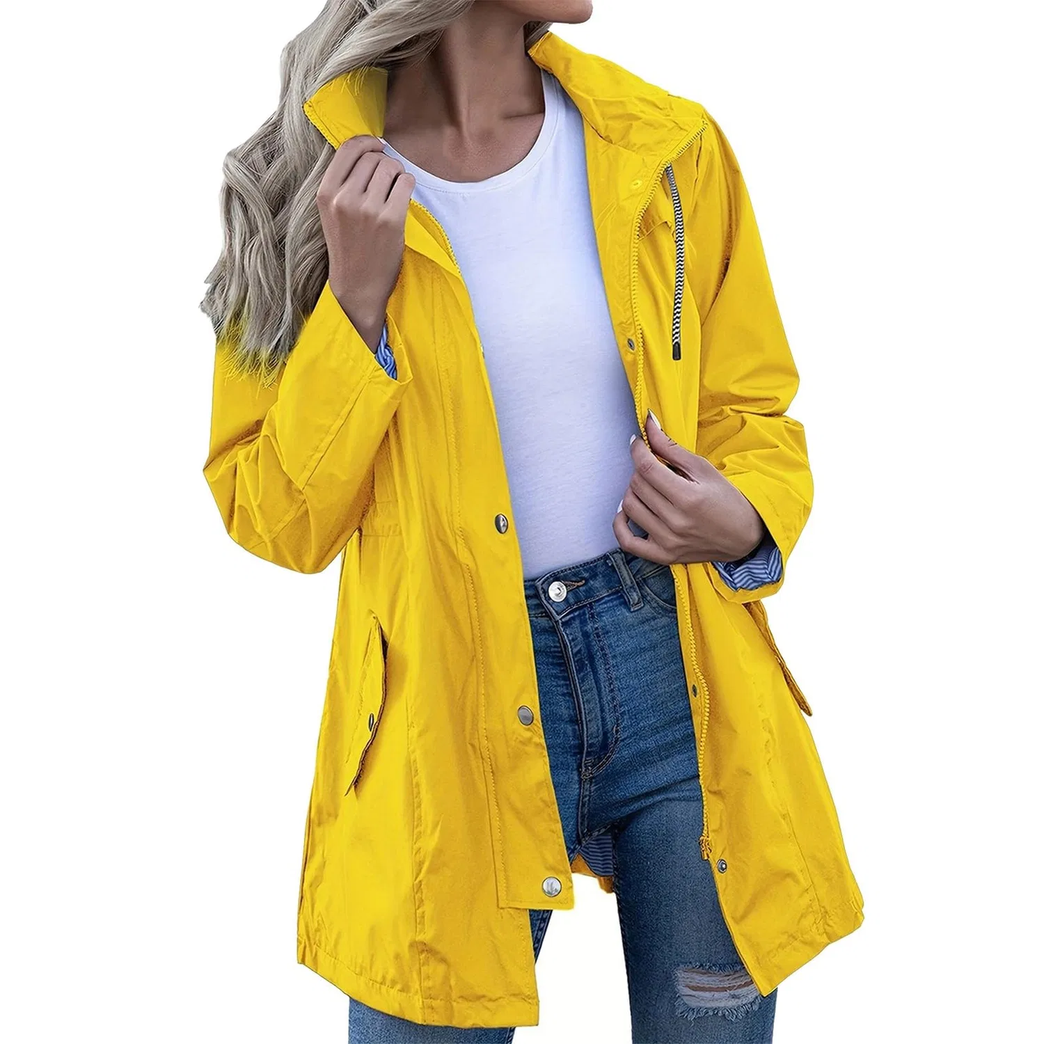 Женский легкий дождевик с капюшоном, модель Lightweight Rain Jackets, yellow