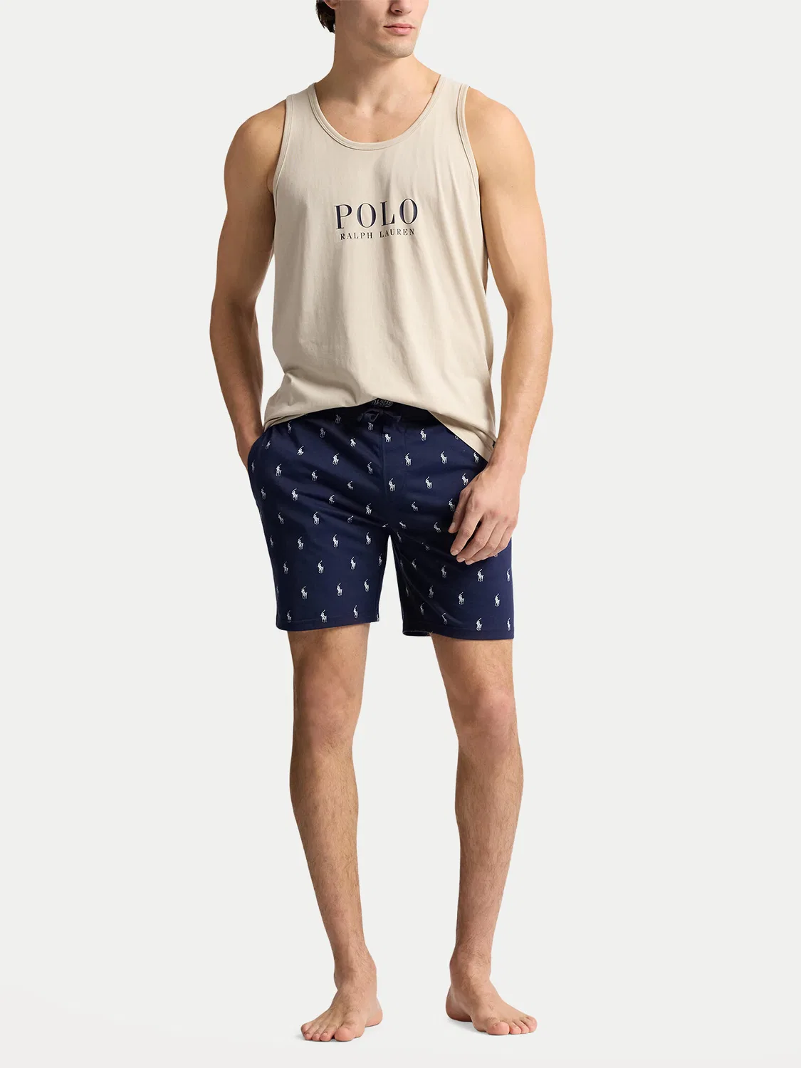 Мужские пижамные шорты приталенного кроя Polo Ralph Lauren, темно-синий — фото 2