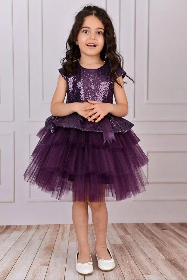 Детское платье для девочек с принтом Birthday Mixie, Purple — фото 3