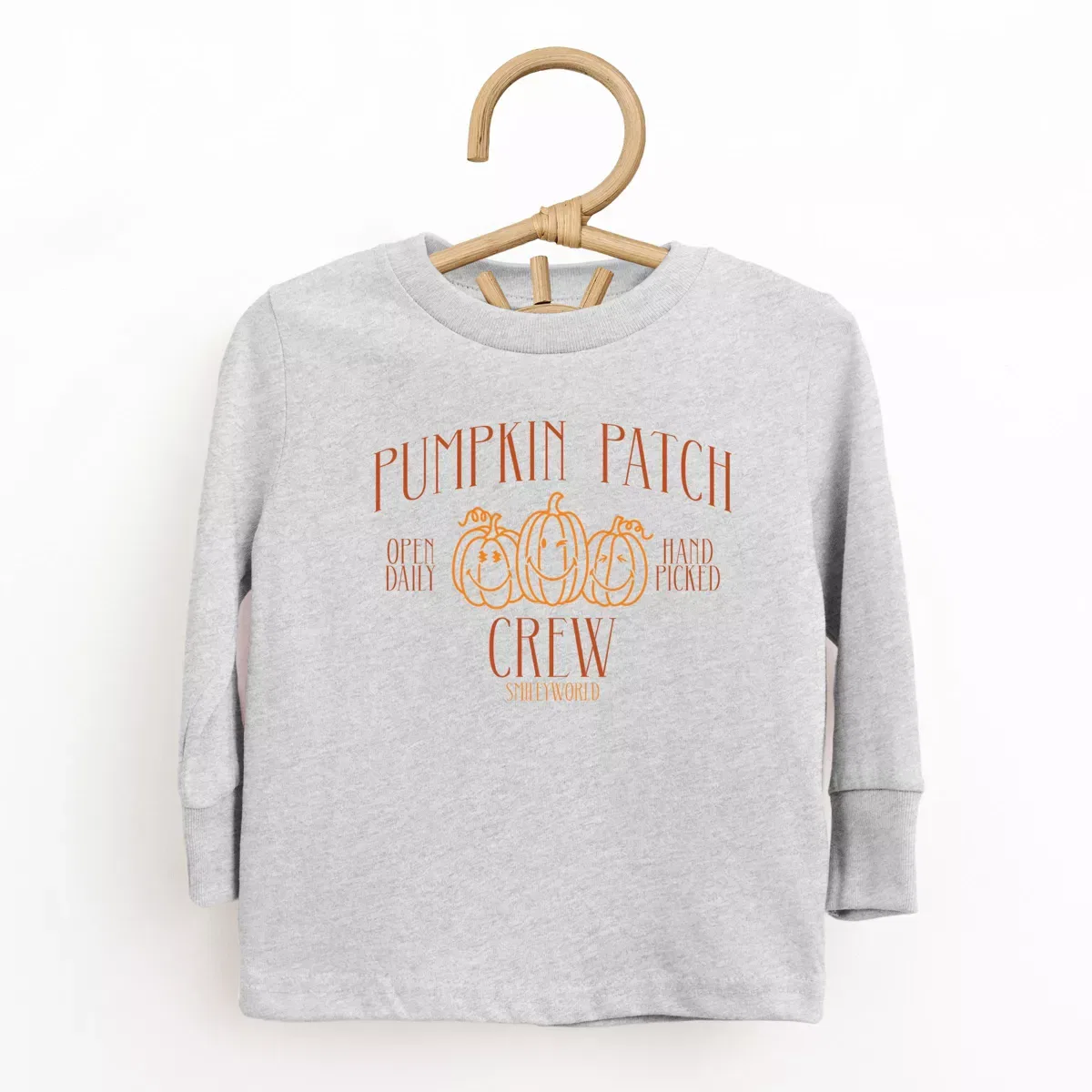 Детская футболка с длинным рукавом с принтом SmileyWorld Pumpkin Patch Crew The Juniper Shop, Natural — фото 2