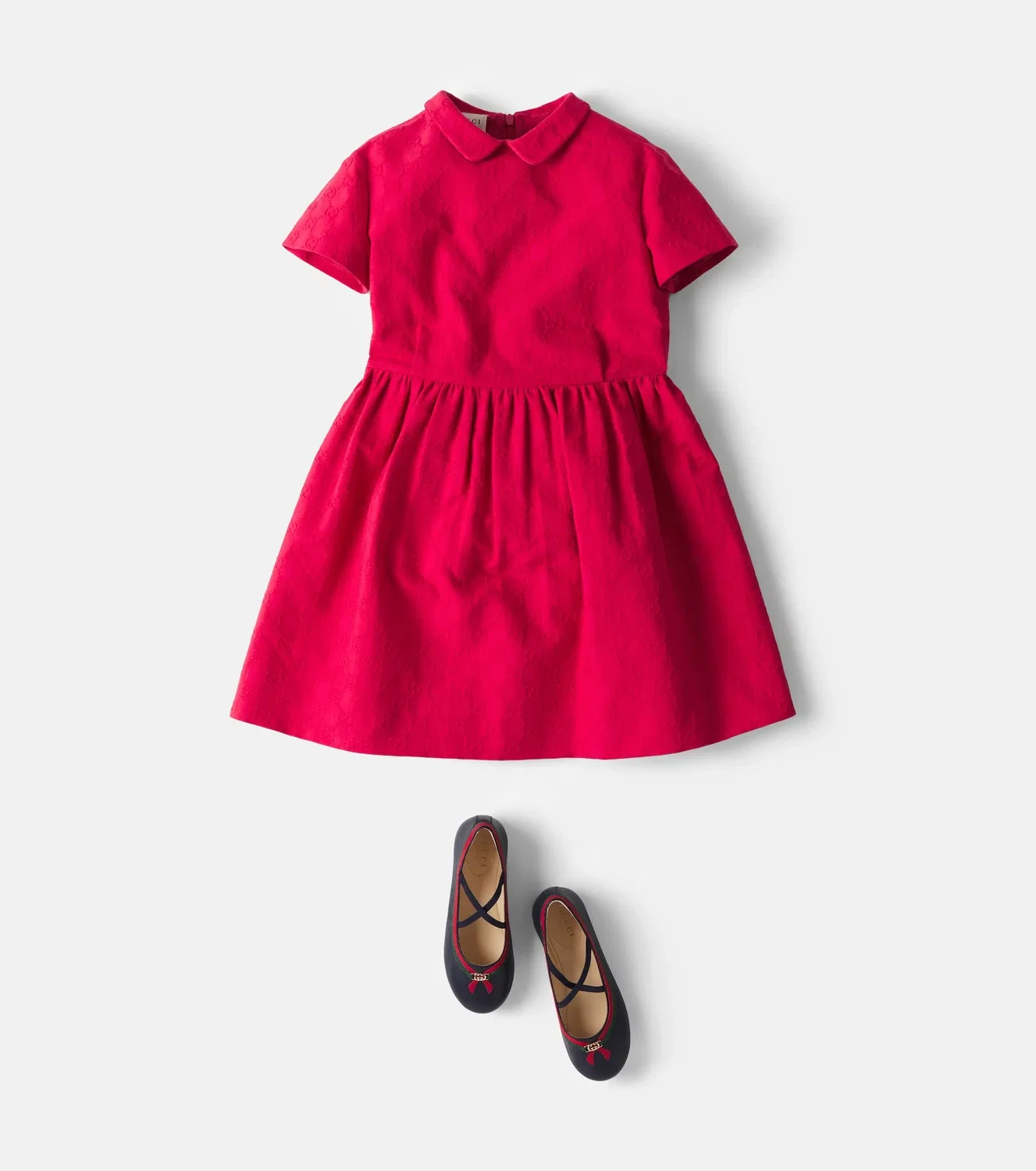 Нарядное платье с жаккардовым узором GG, Gucci Kids, красный — фото 2