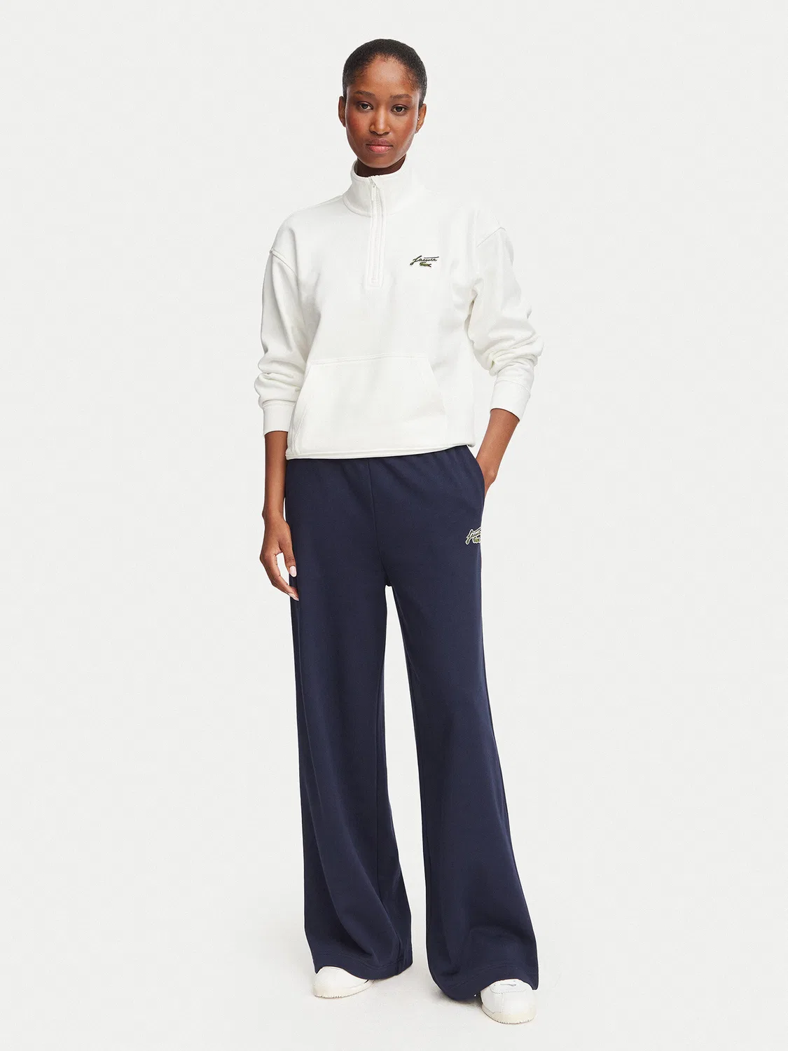 Женский свитшот свободного кроя Lacoste, кремовый — фото 2