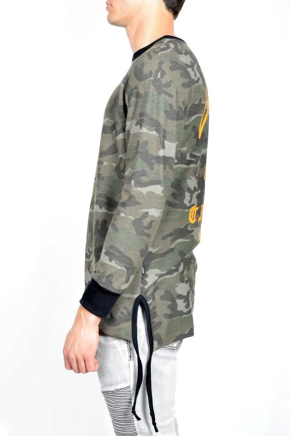 Мужская футболка с камуфляжным принтом и потертостями Generic, Camo — фото 4