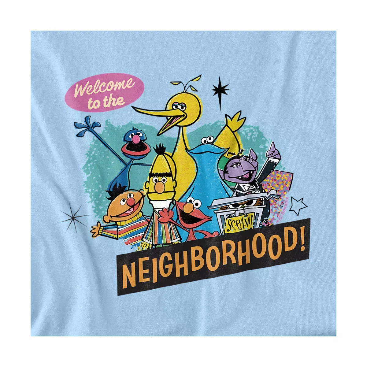 Детский боди-комбинезон с принтом Welcome To The Neighborhood Sesame Street, Light Blue — фото 2
