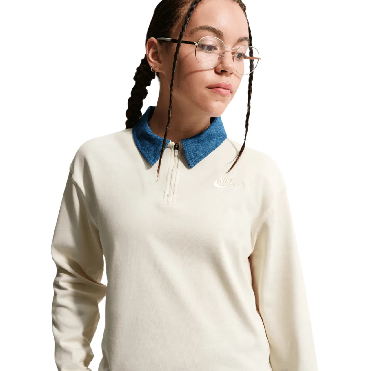 Лонгслив для девочек NSW Pullover Nike, бежевый/синий