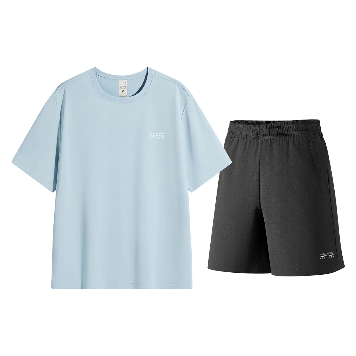 Детский комплект спортивной одежды с круглым вырезом Skechers, Sky Blue Carbon Black