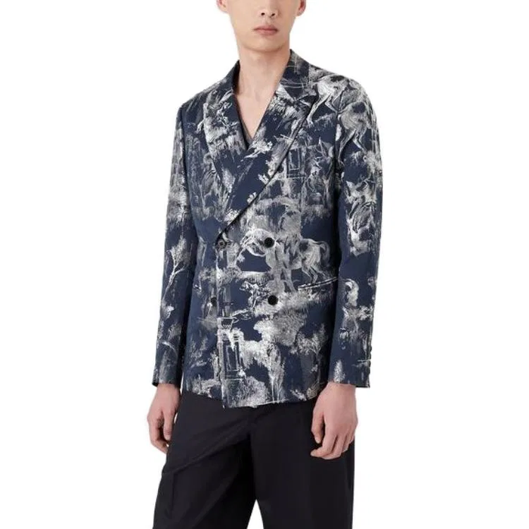 Мужская куртка с отложным воротником EMPORIO ARMANI, Blue — фото 3