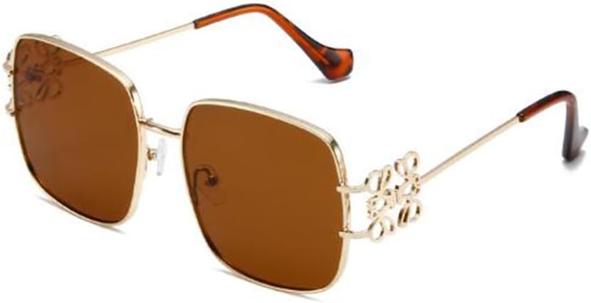 

Солнцезащитные очки в стиле ретро с квадратным китайским узлом, защитой от ультрафиолета UV400, металлической оправой, для мужчин и женщин, пляжные очки Weloveushop, Gold Frame Tea Flakes