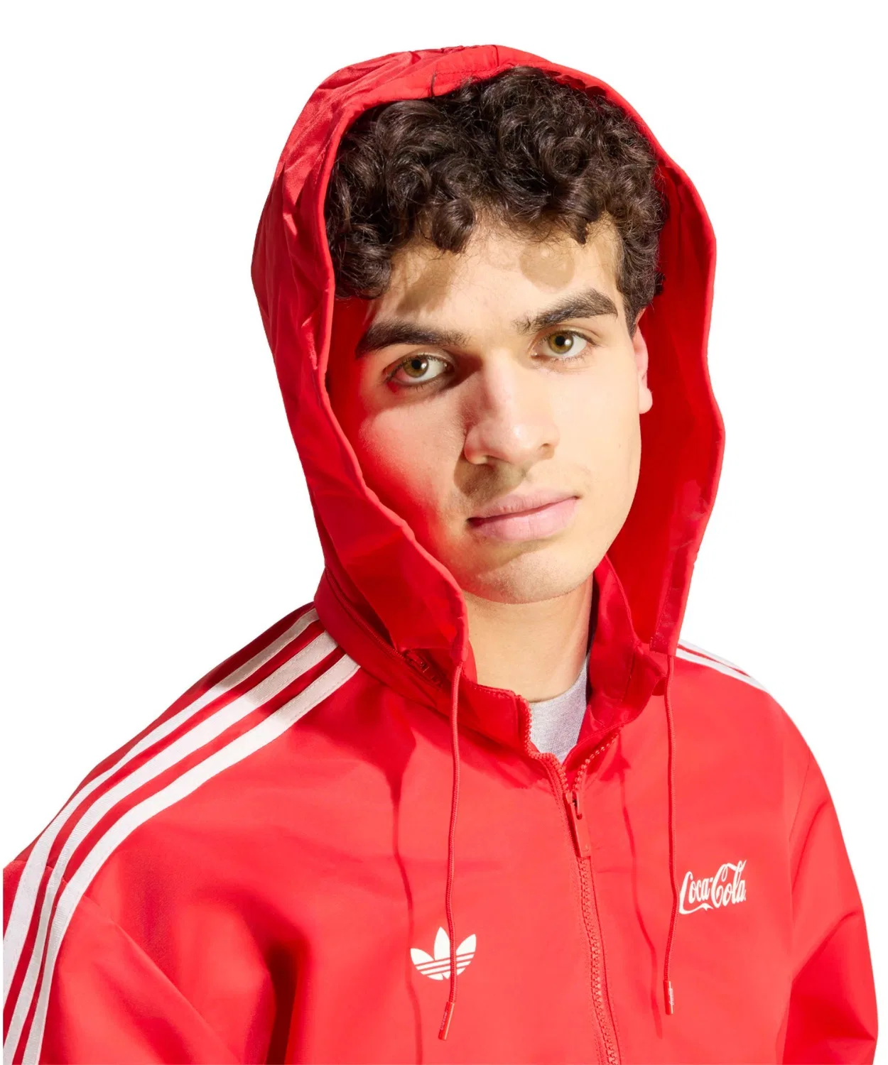 Мужская куртка с капюшоном Adidas Coca Cola Classic Sport Nylon Parka, Красный — фото 3