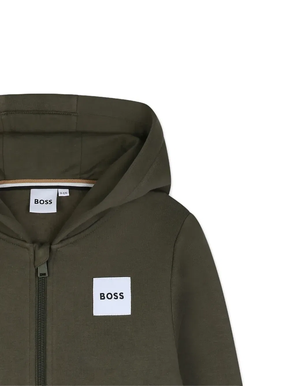 Худи на молнии с нашивкой-логотипом Boss Kidswear, зеленый — фото 3