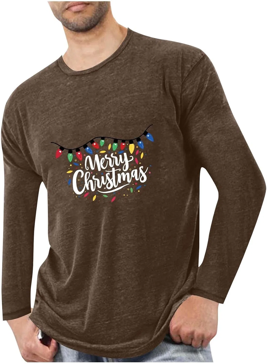 Мужская футболка с рождественским принтом Merry Christmas, Brown